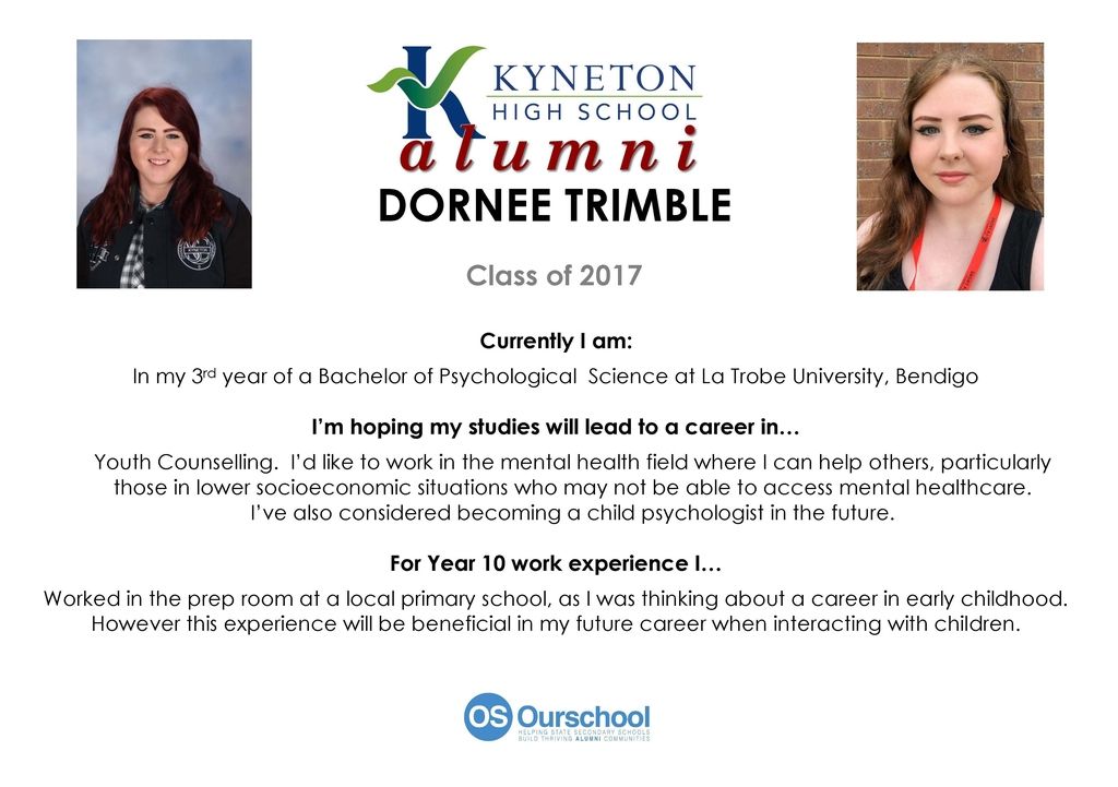 Dornee Trimble Poster res - Kyneton High School - Excellence in Teaching & Learning