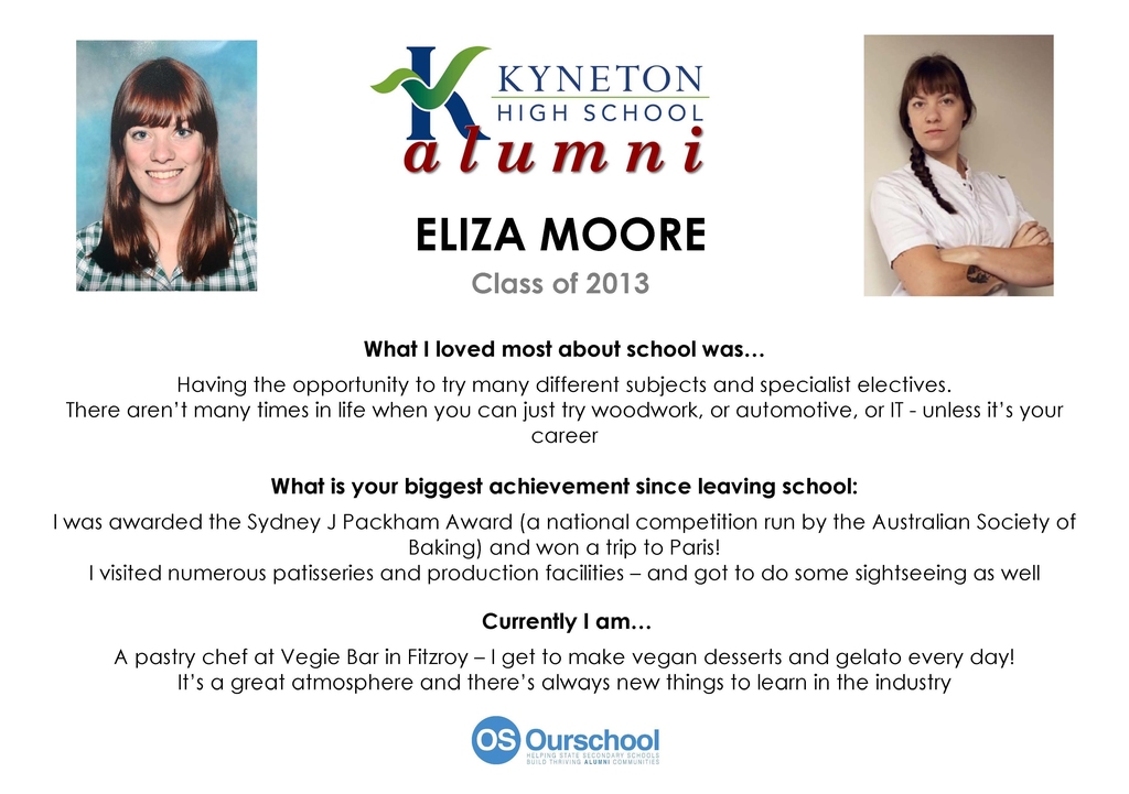 Eliza Moore Poster res - Kyneton High School - Excellence in Teaching & Learning