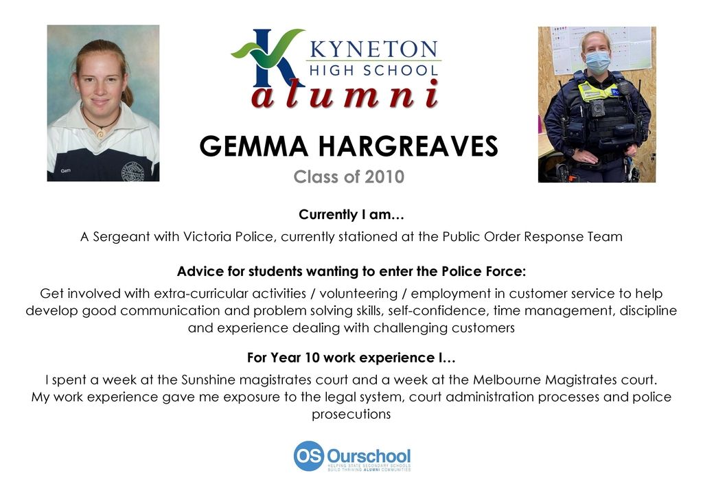 Gemma Hargreaves Poster res - Kyneton High School - Excellence in Teaching & Learning