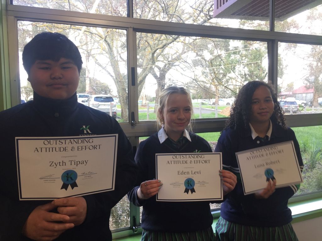 Yr 8 Top 3 Outstanding Attitude and Effort students res - Kyneton High School - Excellence in Teaching & Learning