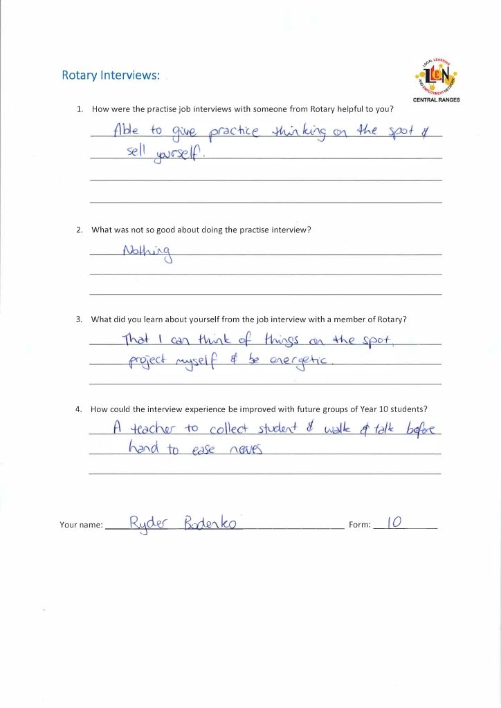 student feedback KHS interviews Page 1 res - Kyneton High School - Excellence in Teaching & Learning