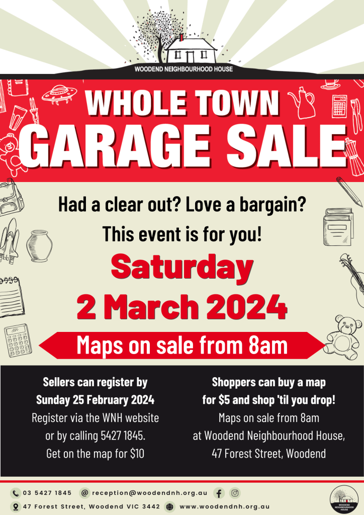 Whole Town Garage Sale Poster 2024 - Kyneton High School - Excellence in Teaching & Learning